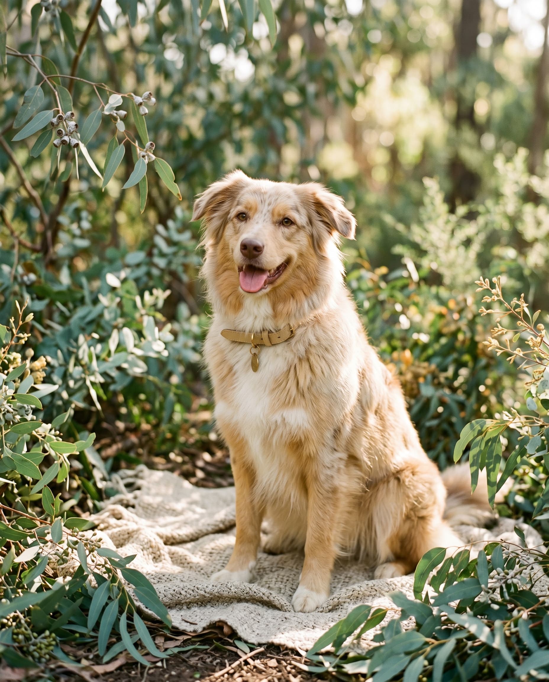 A happy dog in soft natural daylight